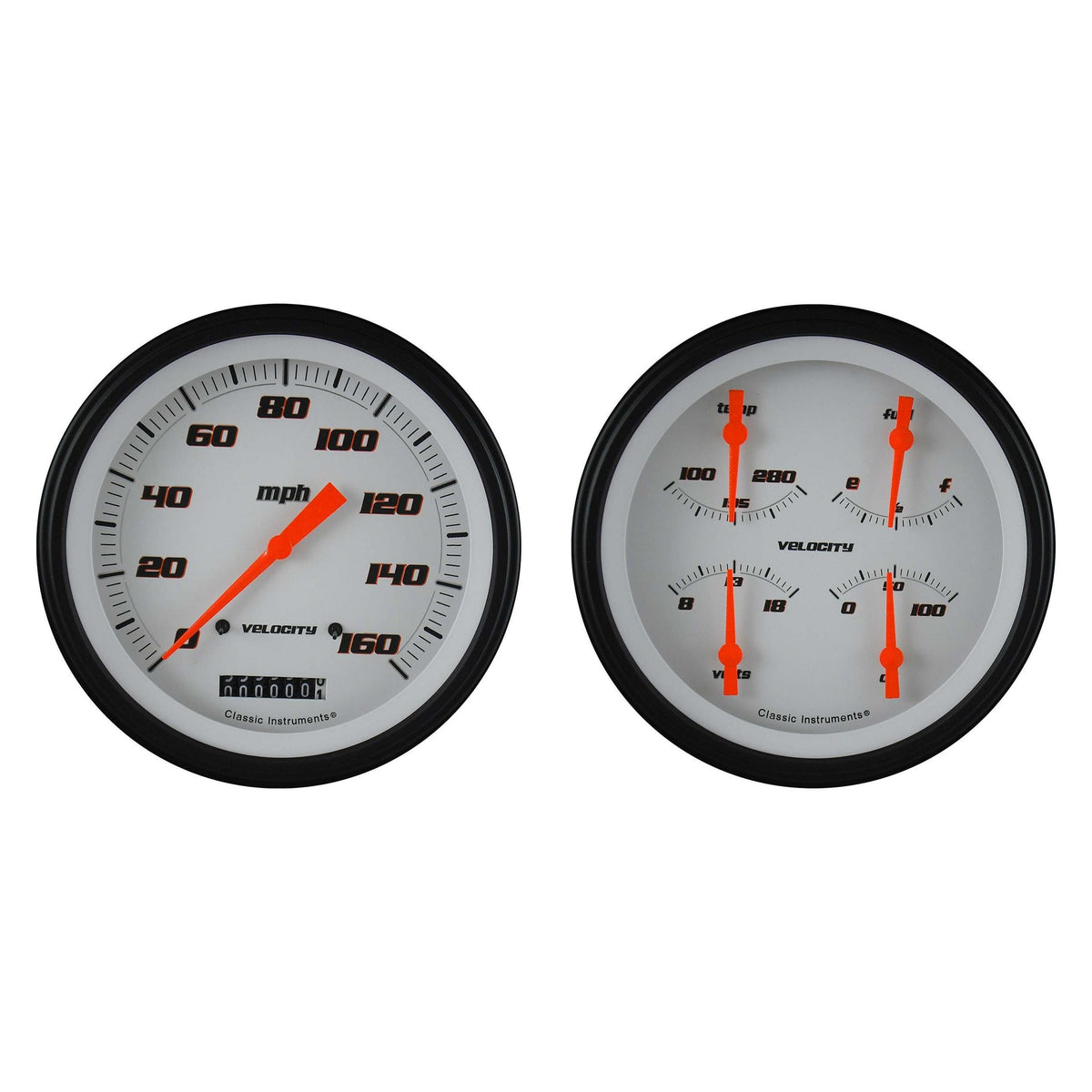 Classic Instruments Velocity White Two Gauge Set - VS52WBLF
