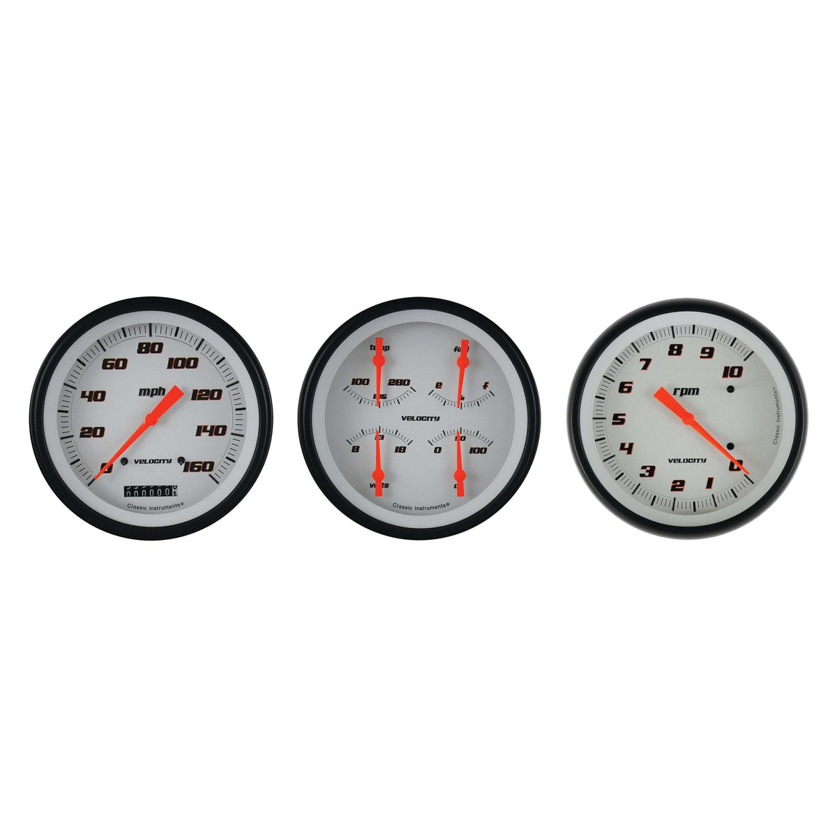 Classic Instruments Velocity White Three Gauge Set - VS53WBLF