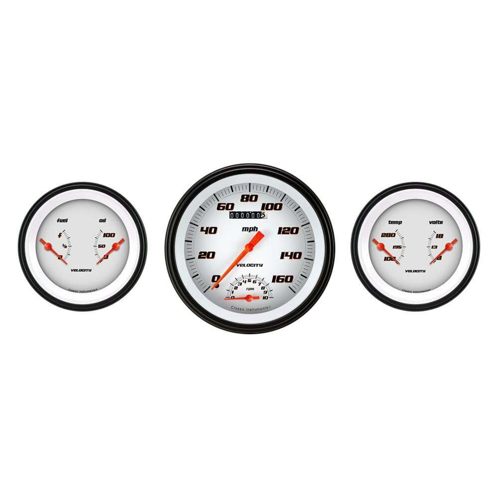 Classic Instruments Velocity White Three Gauge Set - VS61WBLF