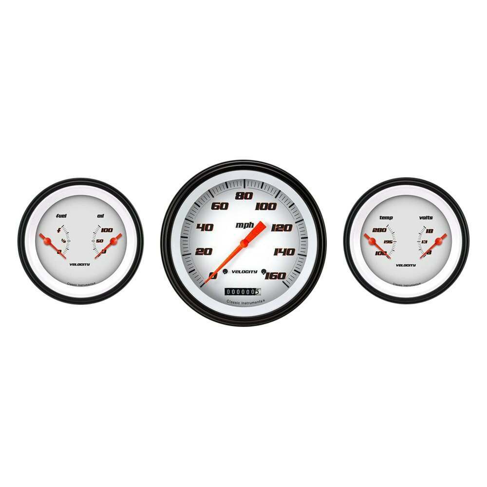 Classic Instruments Velocity White Three Gauge Set - VS64WBLF