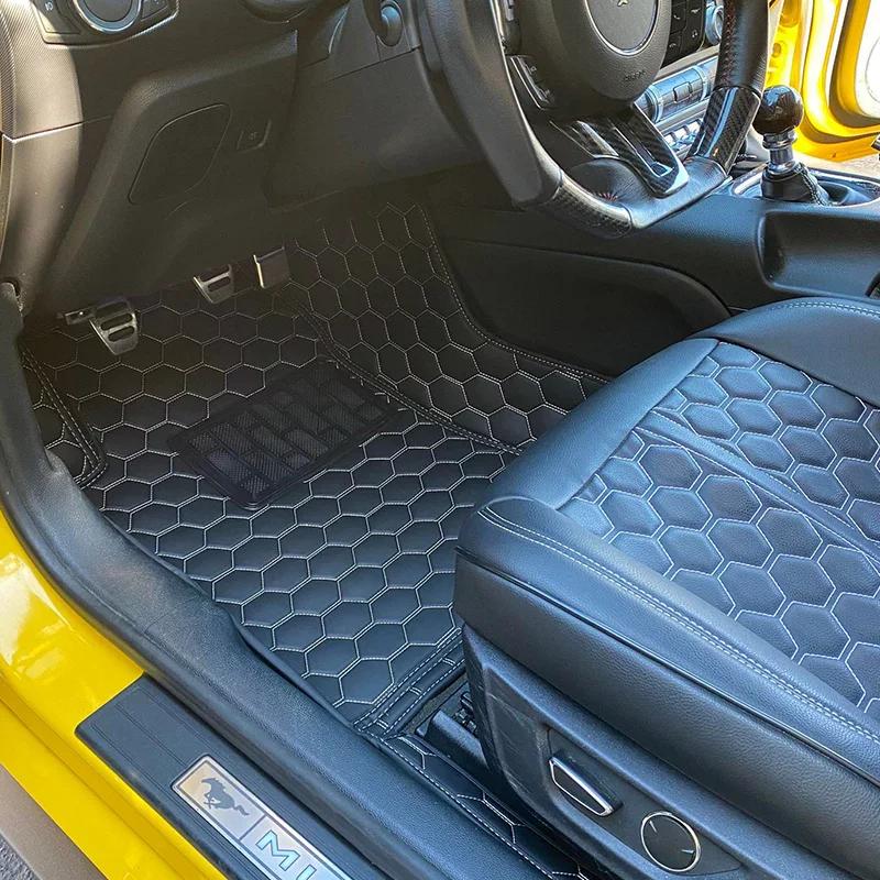 Kustom Interior Honeycomb Leather Floor Mat (2015-2023 Mustang)