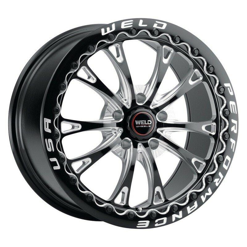 Weld Racing 17x10 Belmont Drag Beadlock 5x114.3 ET49 BS7.42 Gloss Black with Milled Accents, Polished Lip 78.1 (2005-2026 Mustang)- S90870067P49