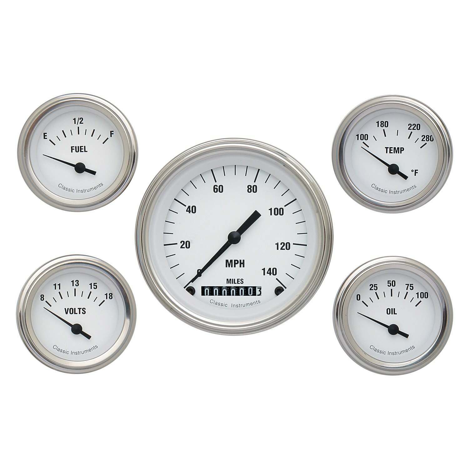 Classic Instruments White Hot Five Gauge Set - WH00SLF