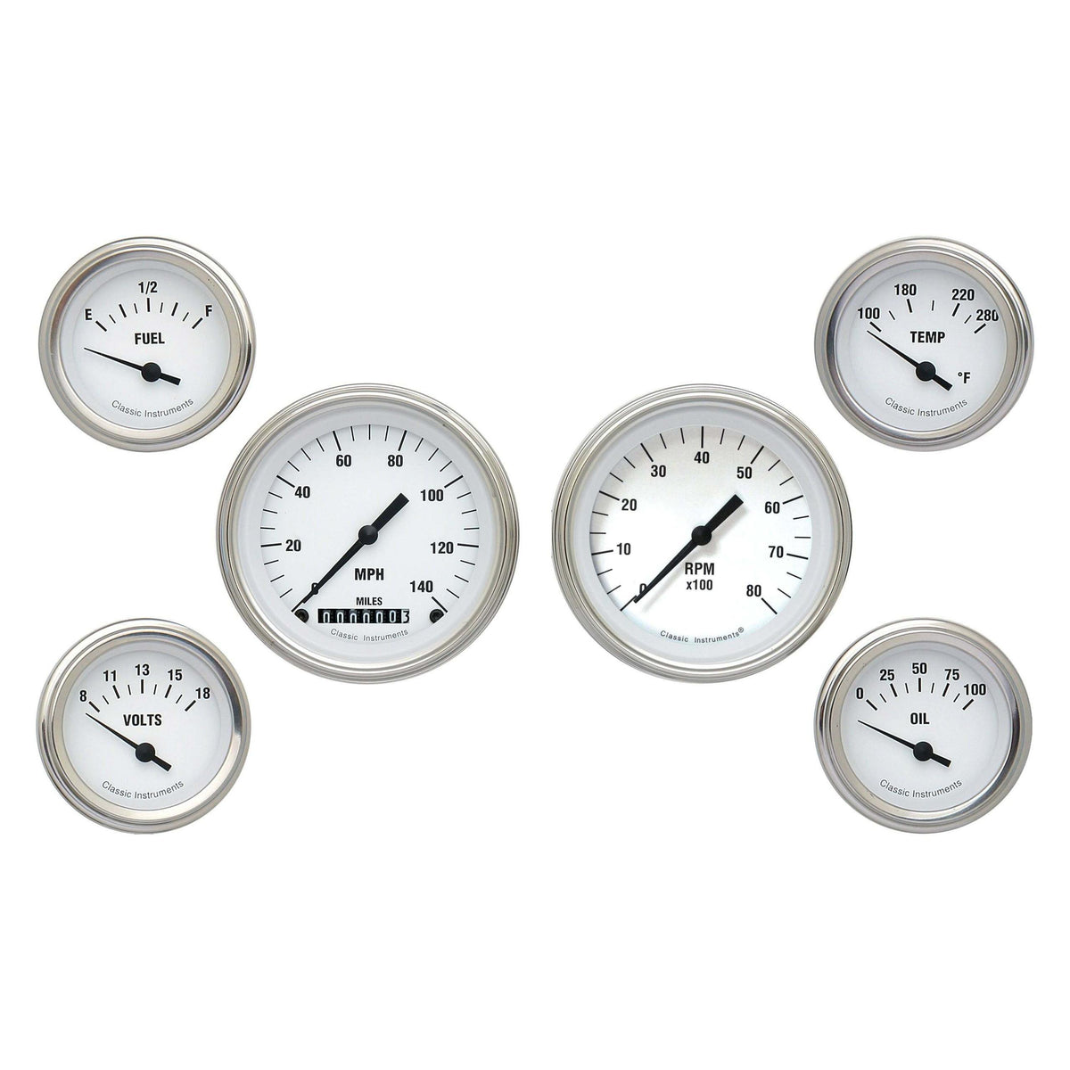 Classic Instruments White Hot Six Gauge Set - WH01SLF