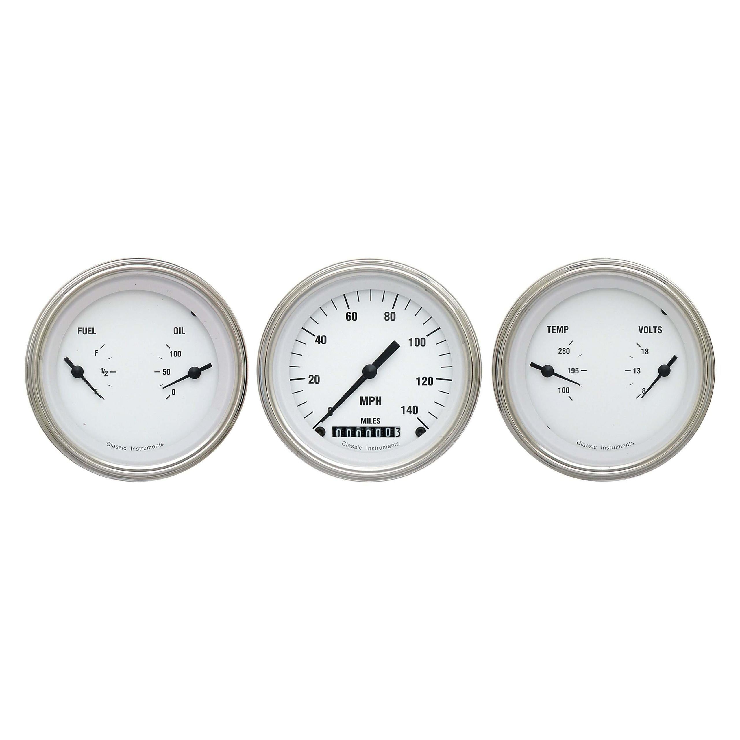 Classic Instruments White Hot Three Gauge Set - WH04SLF