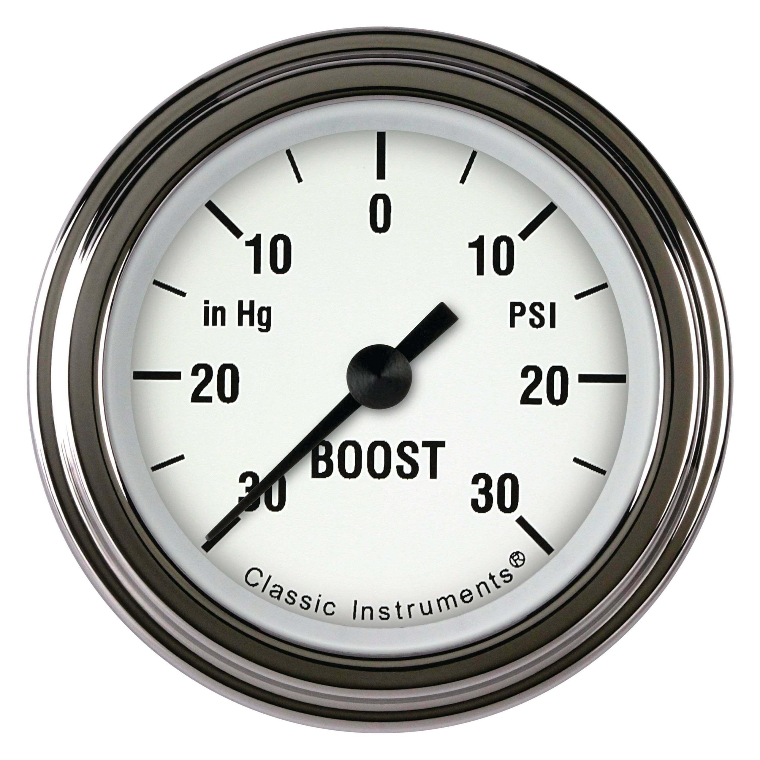 Classic Instruments White Hot 2 1/8" Boost/Vac Gauge Full Sweep - WH141SLF