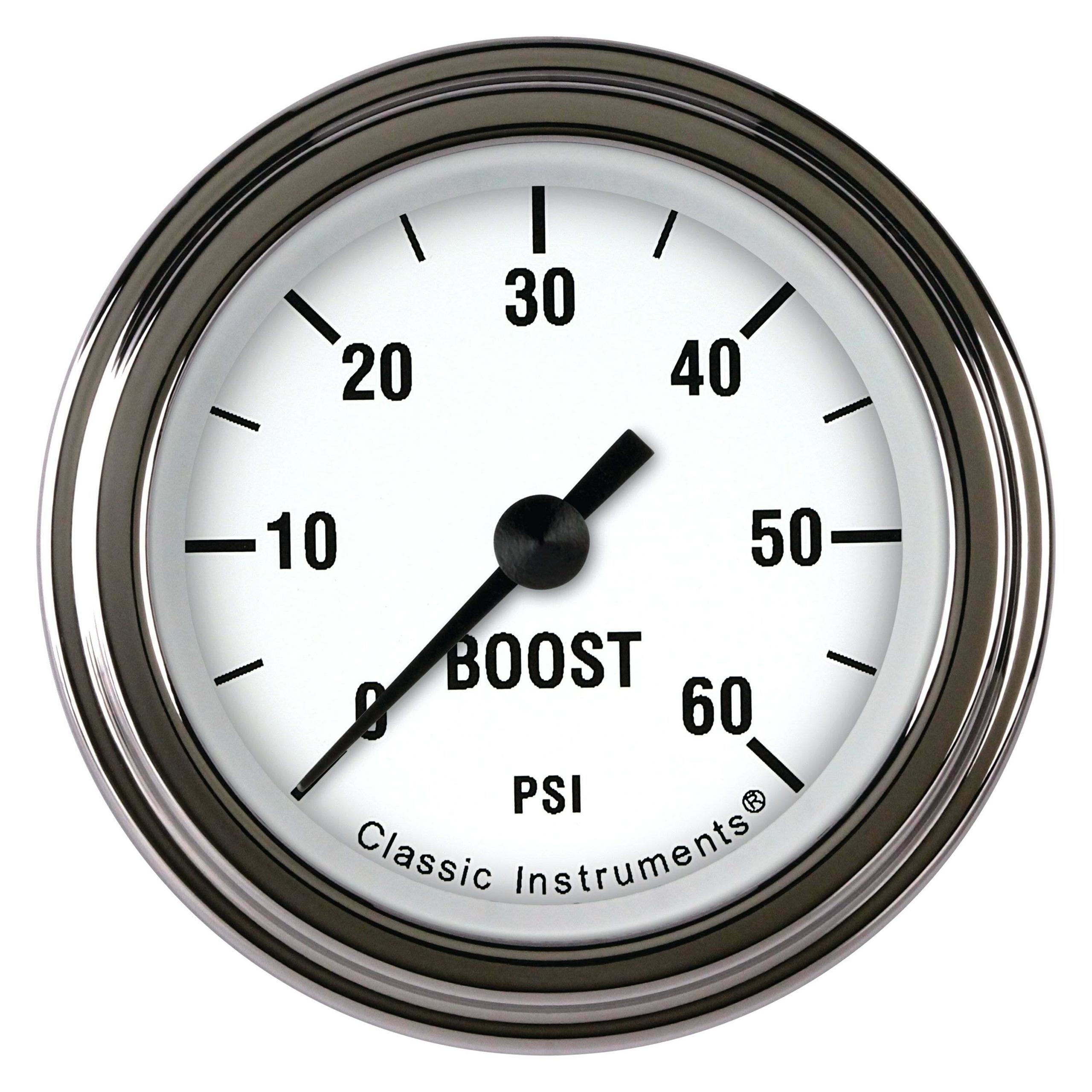 Classic Instruments White Hot 2 1/8" Boost Gauge, 60 psi Full Sweep - WH143SLF