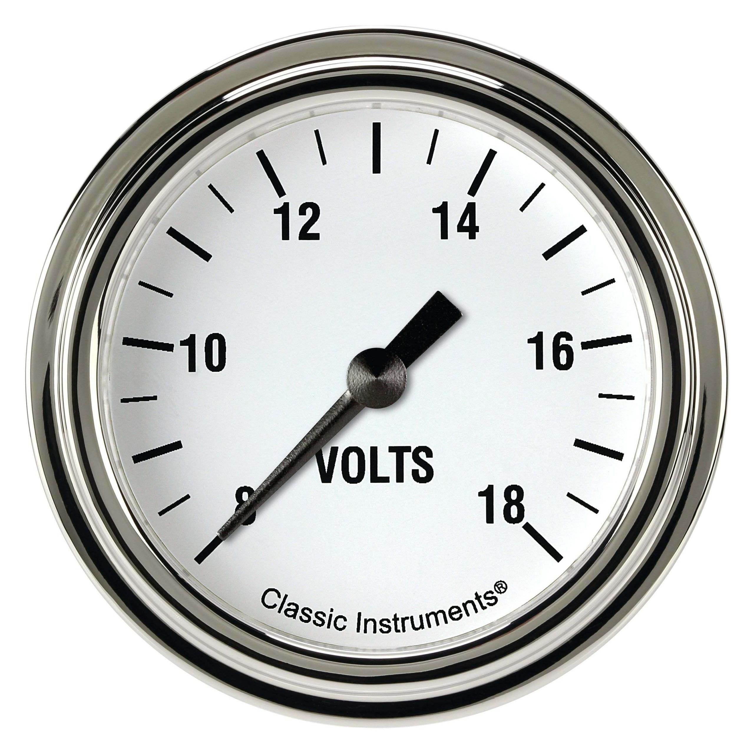 Classic Instruments White Hot 2 5/8" Voltage Gauge Full Sweep - WH330SLF