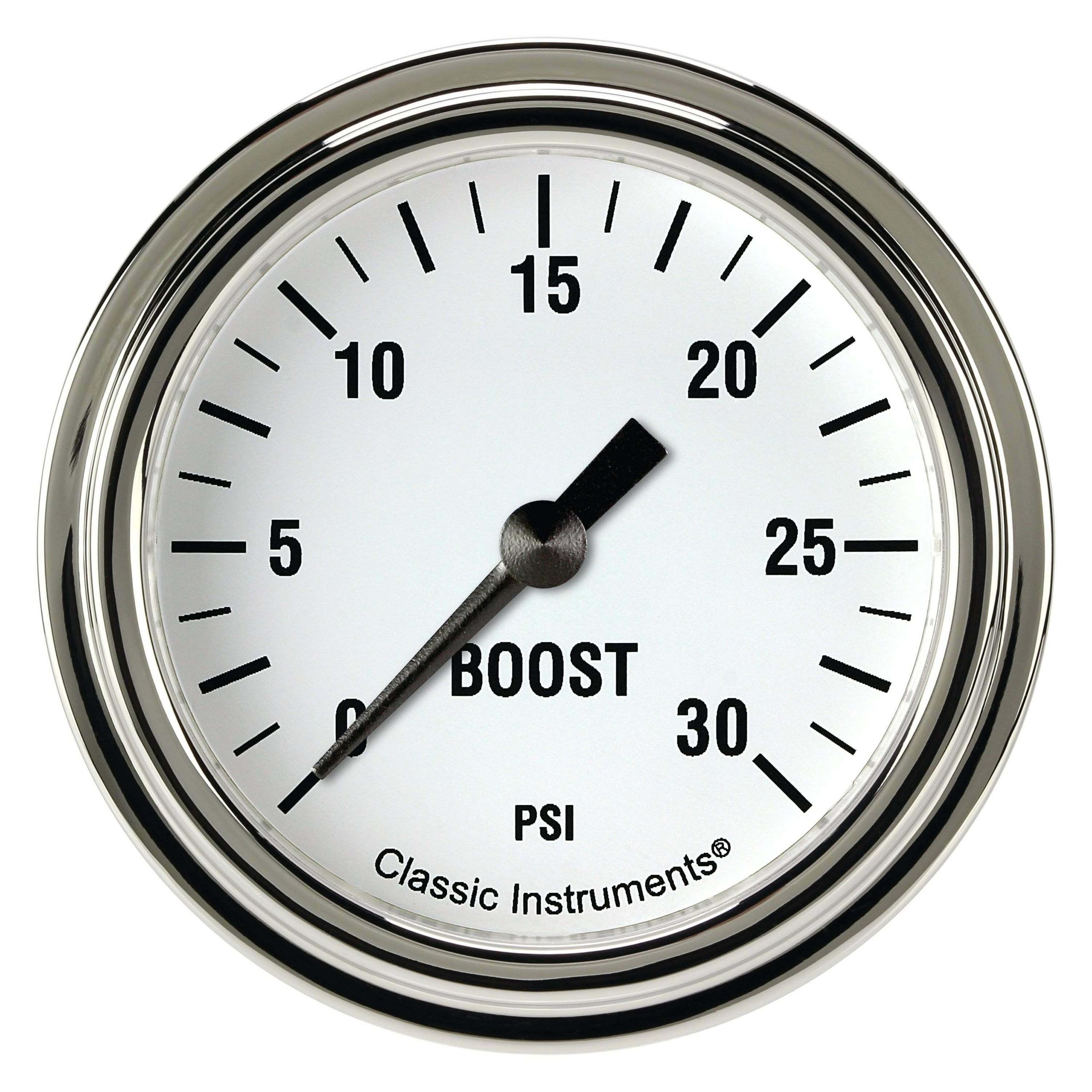 Classic Instruments White Hot 2 5/8" Boost Gauge, 30 psi Full Sweep - WH342SLF