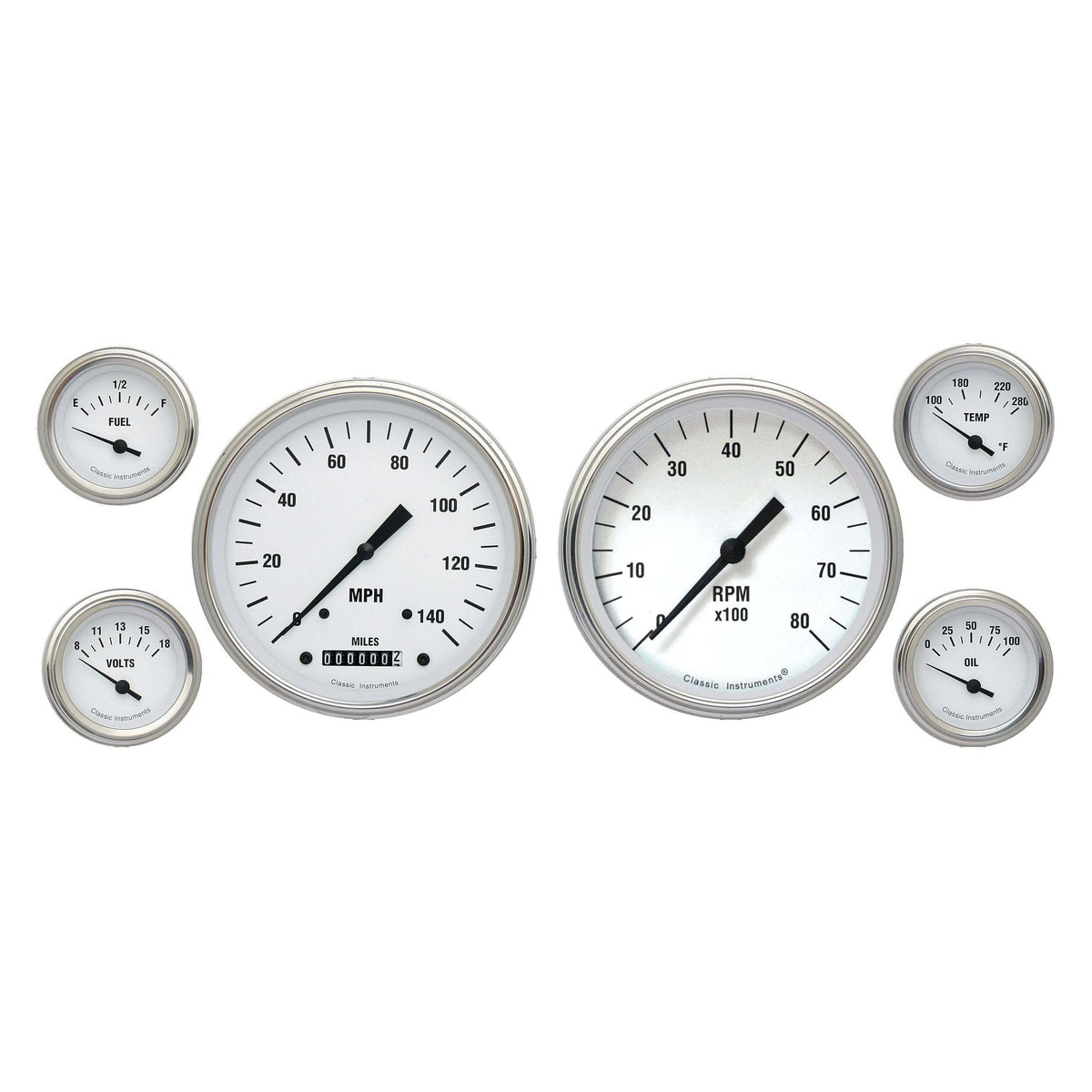 Classic Instruments White Hot Six Gauge Set - WH51SLF