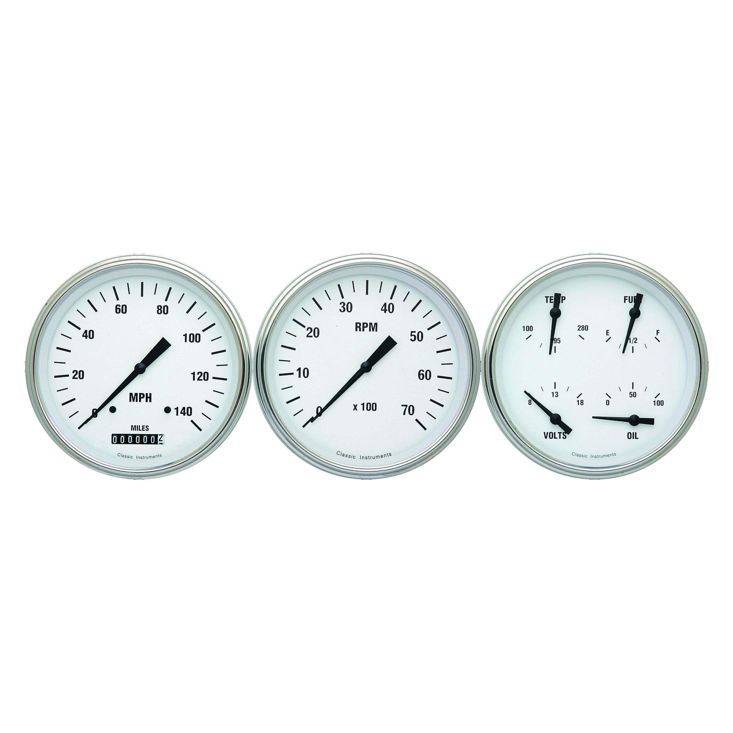 Classic Instruments White Hot Three Gauge Set - WH53SLF