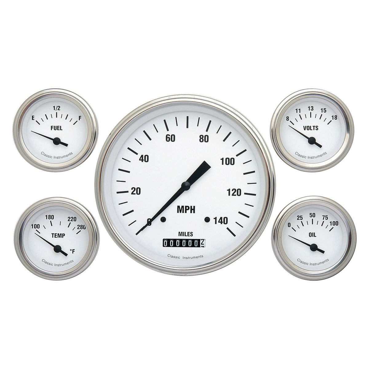 Classic Instruments White Hot Five Gauge Set - WH54SLF