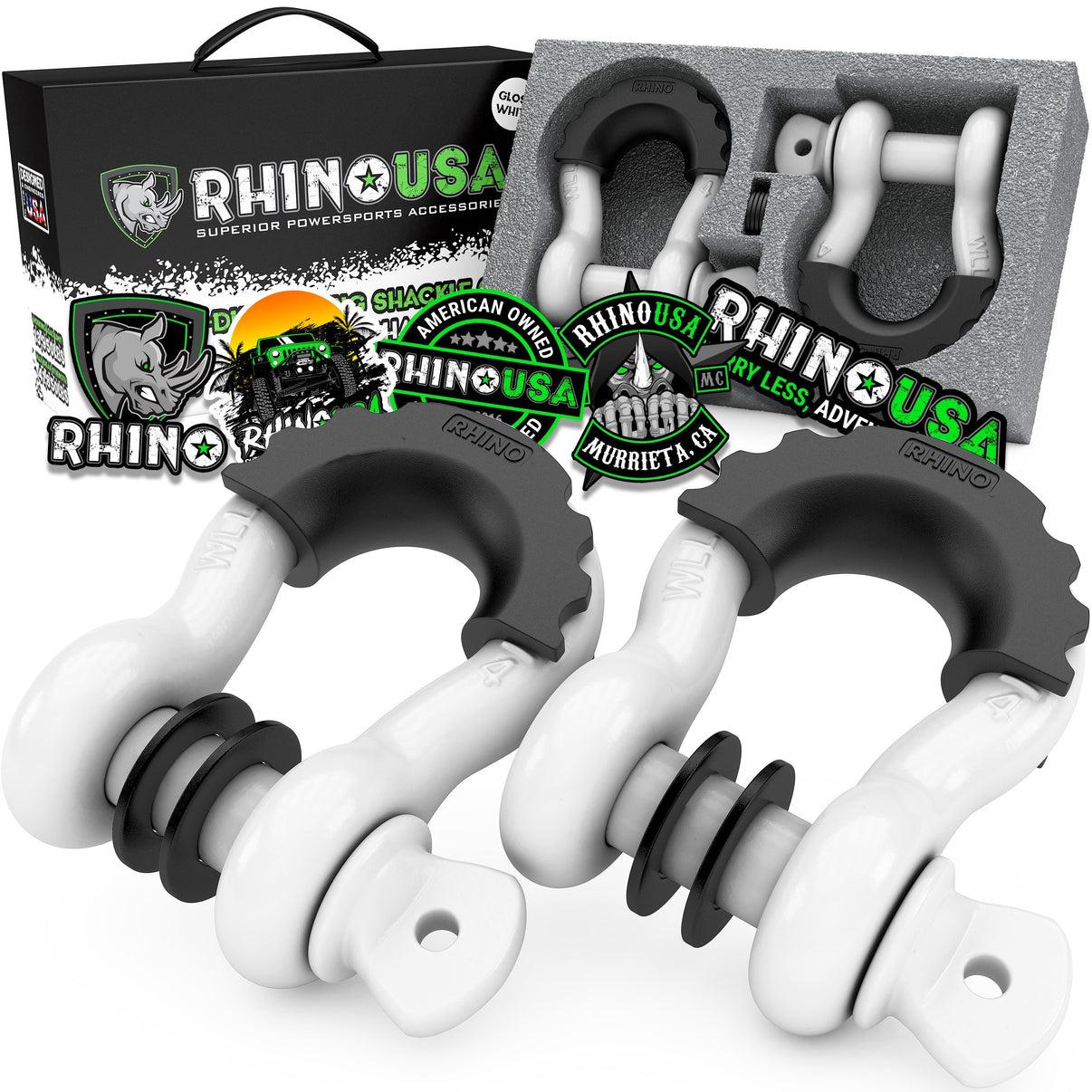 Rhino USA 3/4" D-Ring Shackle Set (2-Pack)(White) - RNO-WHT-SHACKLES