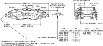 Wilwood Caliper-Narrow Superlite 6R-RH - Black 1.38/1.12/1.12in Pistons 1.10in Disc - 120-12002-BK