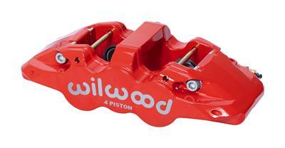 Wilwood Caliper - Aero4-DS Forged Four-Piston Caliper Black 1.12in Piston 1.10in Rotor - Red - 120-14440-RD