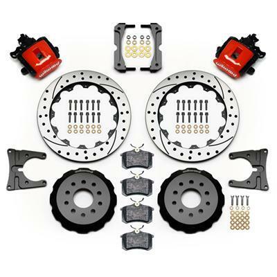 Wilwood Combination Parking Brake Rear Kit 12.88in Drilled Red 2005-2014 Mustang - 140-10159-DR