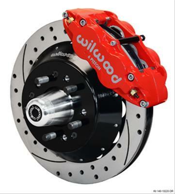 Wilwood Narrow Superlite 6R Front Hub Kit 12.88in Drilled Red 1970-1973 Mustang Disc Spindle - 140-10220-DR
