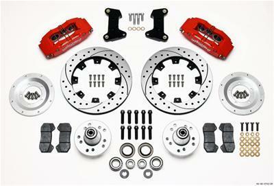 Wilwood Dynapro 6 Front Hub Kit 12.19in Drilled Red 74-80 Pinto/Mustang II Disc Spindle only - 140-10742-DR