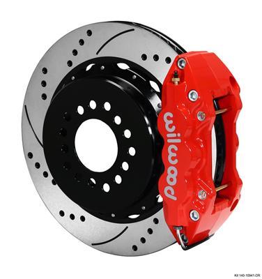 Wilwood AERO4 Rear P-Brake Kit 14.00in Drilled Red Chevy C-10 2.42 Offset 5-lug - 140-10941-DR