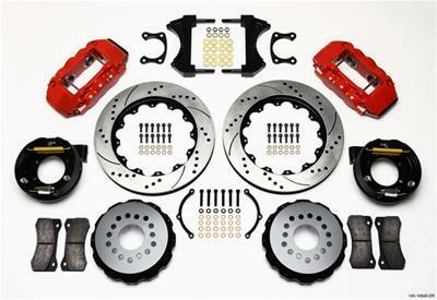 Wilwood AERO4 Rear P-Brake Kit 14.00in Drill Red Big Ford New Style 2.50in Offset - 140-10948-DR