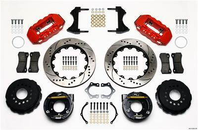 Wilwood AERO4 Rear P-Brake Kit 14.00in Drill Red 2005-2014 Mustang - 140-10950-DR