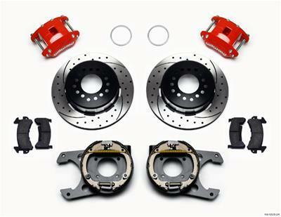 Wilwood D154 P/S P-B Kit Drilled-Red 12 Bolt 2.75in offset Staggered Shock - 140-12570-DR