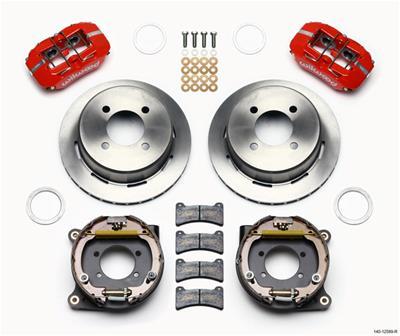 Wilwood Dynapro Low-Profile 11.00in P-Brake Kit - Red Ford 7.5in Rear 2.80 Offset - 4-Lug - 140-12589-R