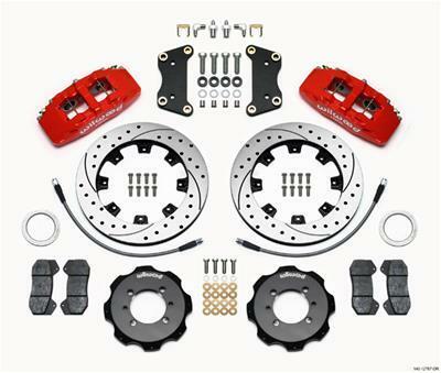 Wilwood Dynapro 6 Front Hat Kit 12.19in Drilled Red 2012 Fiat 500 w/ Lines - 140-12767-DR
