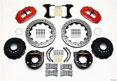 Wilwood Narrow Superlite 4R Rear P-Brk Kit 12.88in Drilled Red Chevy 12 Bolt w/ C-Clips - 140-12964-DR