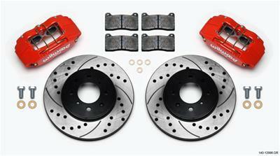 Wilwood DPHA Front Caliper & Rotor Kit Drill Red Honda / Acura w/ 262mm OE Rotor - 140-12996-DR
