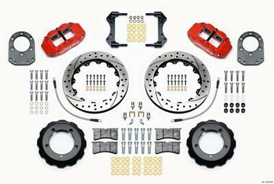 Wilwood Narrow Superlite 4R Front Hat Kit 12.88in Drill Red 66-75 Ford Bronco Dana 30/44 w/Lines - 140-13304-DR