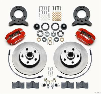 Wilwood Forged Dynalite-M Front Kit 11.30in 1 PC Rotor&Hub Red 1965-1969 Mustang Disc & Drum Spindle - 140-13476-R