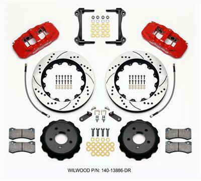Wilwood AERO6 Front Hat Kit 14.00 Drilled Red 2015-Up Mustang w/Lines - 140-13886-DR