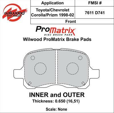 Wilwood Pad Set Promatrix D741 - 150-D0741K