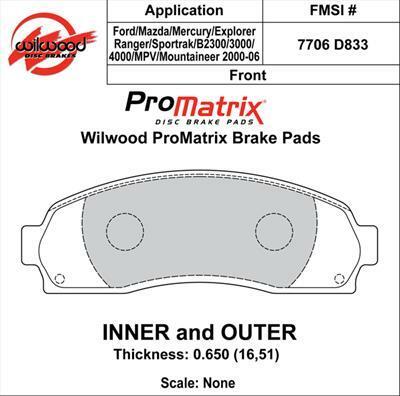Wilwood Pad Set Promatrix D833 - 150-D0833K