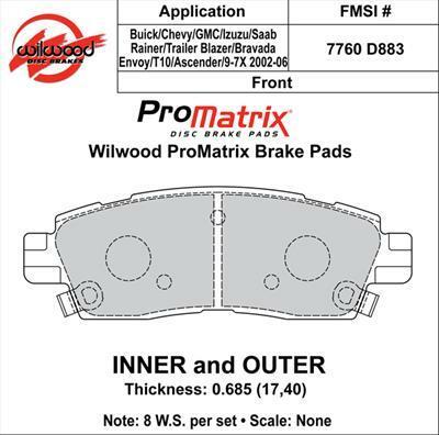 Wilwood Pad Set Promatrix D883 - 150-D0883K