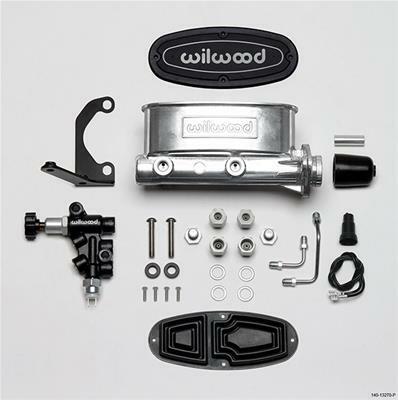 Wilwood HV Tandem M/C Kit w L/H Bracket & Prop Valve - 1 1/8in Bore Black - 261-13270-BK