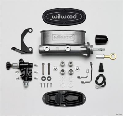Wilwood HV Tandem M/C Kit w L/H Bracket & Prop Valve - 15/16in Bore-W/Pushrod - Early Mustang - 261-14158