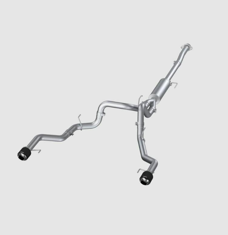 MBRP 3" Dual Rear ExitCat Back Exhaust - Carbon Fiber Tips (2021-2025 F150 5.0L / 3.5L Crew Cab - Short Bed) - S52683CF