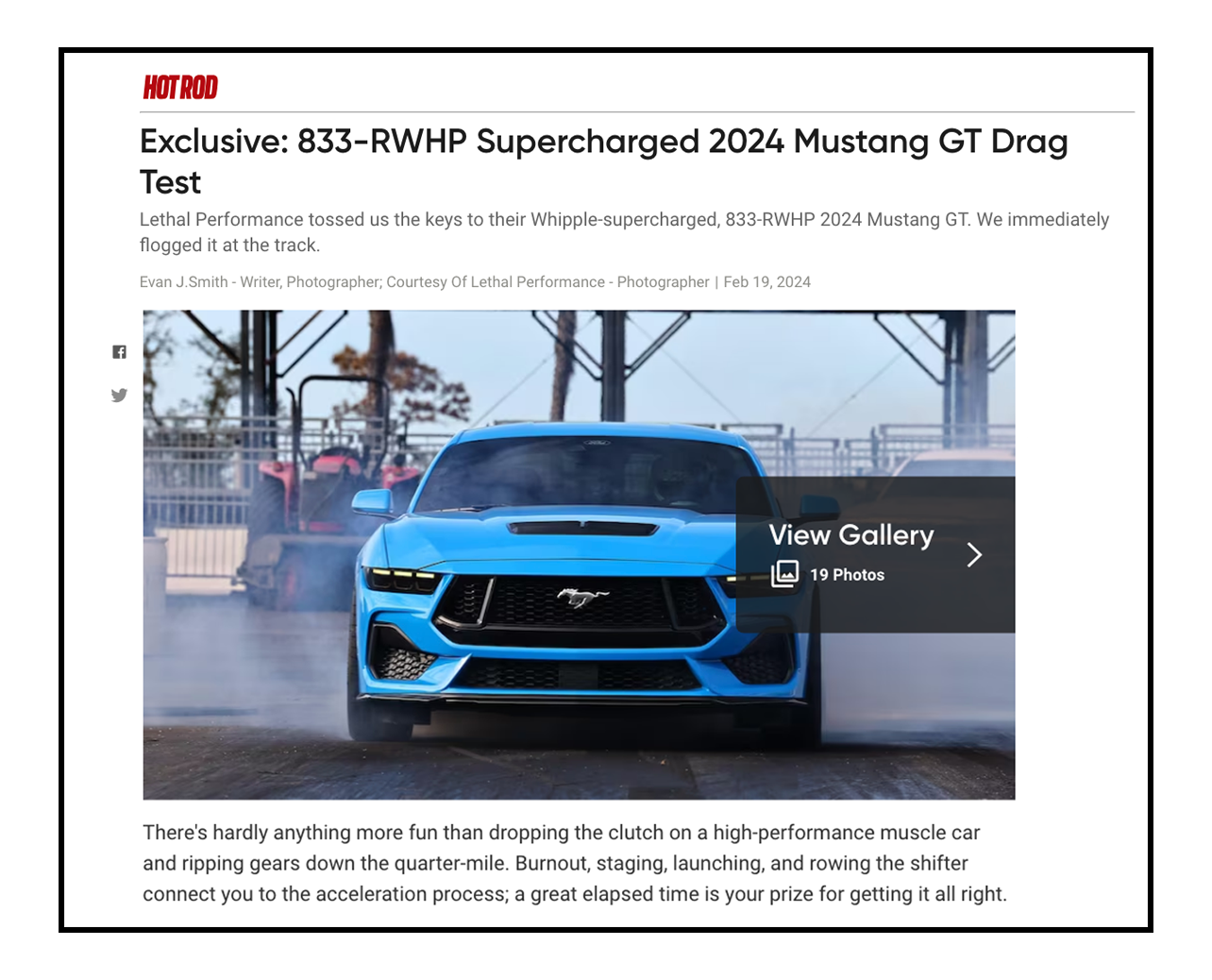 Hot Rod Magazine Article on our 2024 Mustang GT