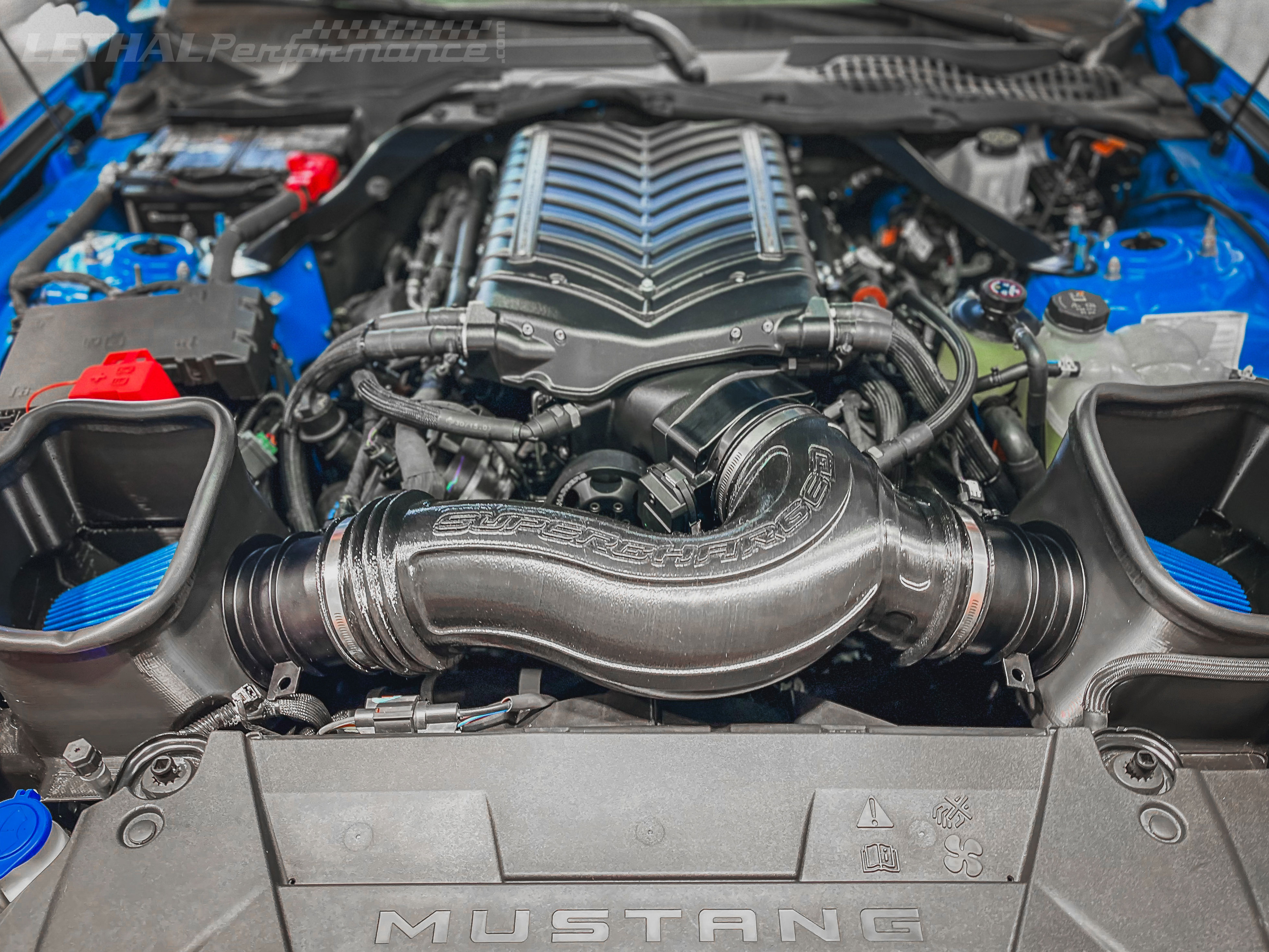 2024 Mustang GT Whipple Supercharger Kit with Dual Intakes and Single Throttle Body