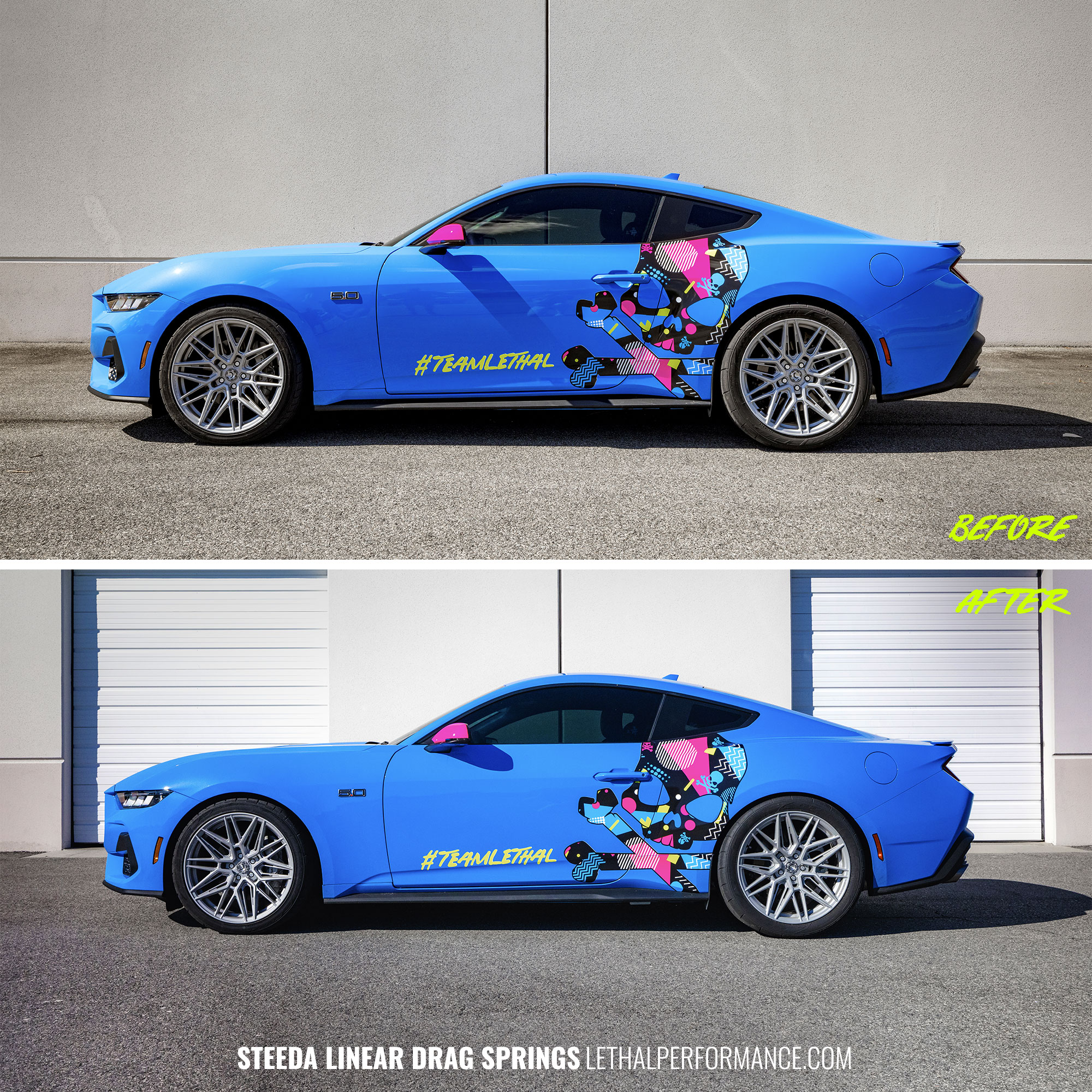 Steeda Drag Linear Springs on 2024 Mustang GT - Before & After